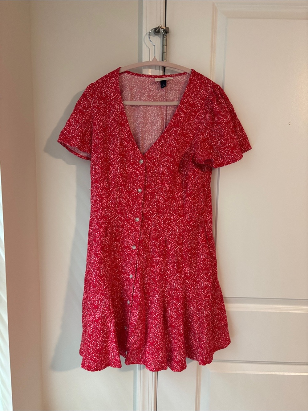Universal Thread Red Paisley Button-Front Mini Dress
